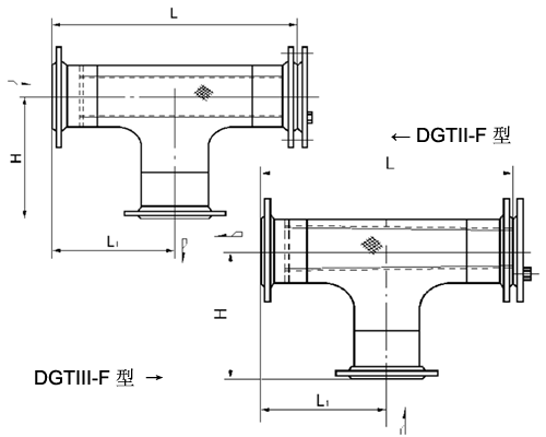 T型法兰连接反折流式过滤器（DGTIII-F型）